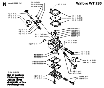 Carburetor Details Diagram and Parts List for 225RD 19942300001 - 19951000000 Husqvarna Trimmer