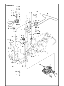 Transmission Diagram and Parts List for R112C (967178402)(2021-01) Husqvarna Lawn Mower