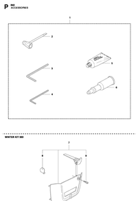 Accessories Diagram and Parts List for 353  Husqvarna Chainsaw