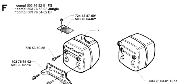Muffler Diagram and Parts List for 365 19994500001-20020100000 Husqvarna Chainsaw
