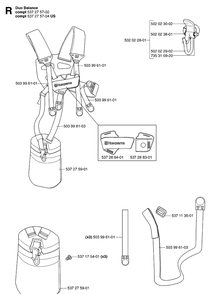Harness Diagram and Parts List for 143R 20070100001-Current Husqvarna Brush Cutter