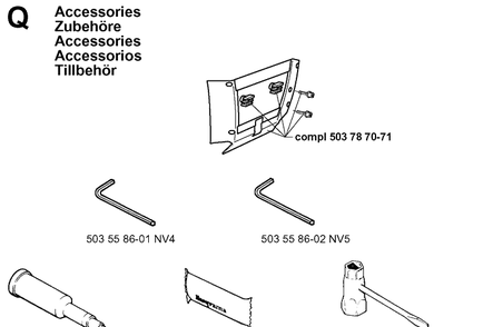 Accessories Diagram and Parts List for 371XP 19963500001-19974900000 Husqvarna Chainsaw
