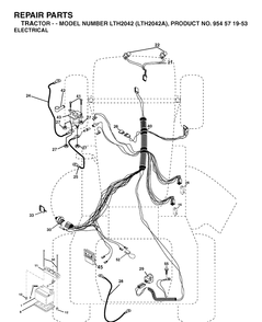 Electrical Diagram and Parts List for LTH2042-LTH2042A 2003-12 Husqvarna Lawn Tractor