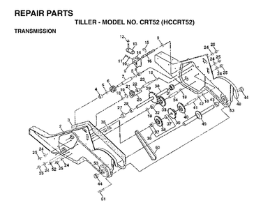Transmission Diagram and Parts List for CRT52 (HCCRT52)(1997-01) Husqvarna Cultivator