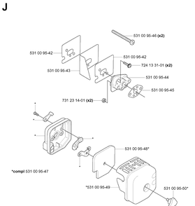 Air Filter Diagram and Parts List for 125BT (TH026D-AC57)(20041800001-Current) Husqvarna Leaf Blower / Vacuum