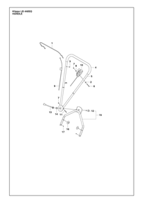 Handle Diagram and Parts List for KLIPPOLB448SQ  Husqvarna Lawn Mower