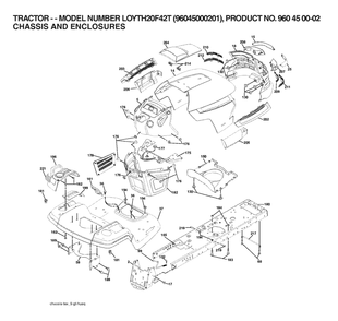 Chassis And Enclosures Diagram and Parts List for YTH20F42T (960450002-01)(2006) Husqvarna Lawn Tractor
