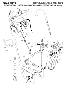 Control Panel And Discharge Chute Diagram and Parts List for 5524ST (954170234-A)(2004-09) Husqvarna Snow Blower