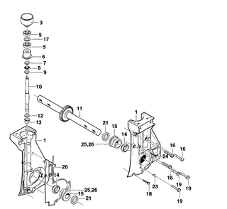 Transmission Breakdown Diagram and Parts List for CT16 1997-11 Husqvarna Tiller