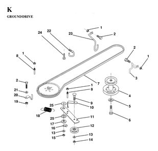 Drive Diagram and Parts List for LT130 (954820081-D)(1997-03) Husqvarna Lawn Tractor