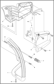 Handle And Controls Diagram and Parts List for 1202020  Husqvarna Chainsaw