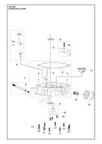 Crankcase Cover Diagram and Parts List for HS452E  Husqvarna Engine