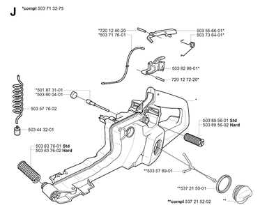 Fuel Tank Diagram and Parts List for 365 20051800001-20070900000 Husqvarna Chainsaw