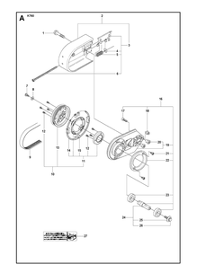 Belt Guard And Pulley Diagram and Parts List for K760 2011-08 Husqvarna Lawn Tractor Accessories