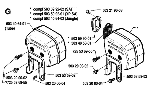 Muffler Diagram and Parts List for 268 19910500001-19933600000 Husqvarna Chainsaw