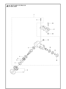 Bevel Gear Diagram and Parts List for 345RX 20081800001-20103600000 Husqvarna Brush Cutter