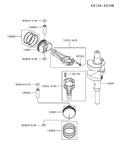 Piston And Crankshaft Diagram and Parts List for FX801V-ES00 2017-09 Husqvarna Engine