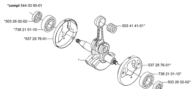 Crankshaft Diagram and Parts List for 333RX 2005-06 Husqvarna Trimmer