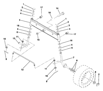 Front Axle Diagram and Parts List for LR12 (954002701-B)(1994-10) Husqvarna Lawn Tractor