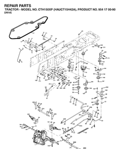 Drive Diagram and Parts List for CTH150XP (HAUCT15H42A)(2003-01) Husqvarna Lawn Tractor