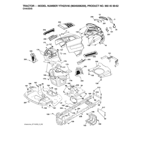 Chassis Diagram and Parts List for 96045006200  Husqvarna Lawn Tractor