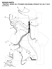 Electrical Diagram and Parts List for YTH1848XP (954170057-B)(2003-01) Husqvarna Lawn Tractor