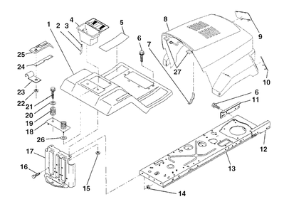 Fender/Chassis Diagram and Parts List for LT100 (954000312-A)(1991-07) Husqvarna Lawn Tractor