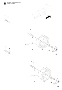 Wheels And Tires Diagram and Parts List for R13AWD (965094601)(2007-01) Husqvarna Lawn Tractor