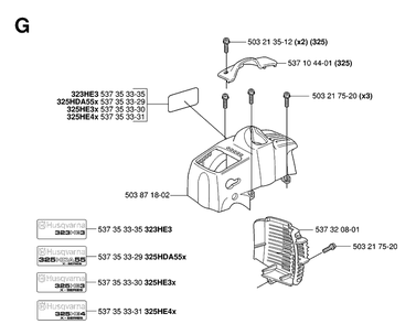 Housing Diagram and Parts List for 325HDA55 (X-SERIES)(20054000001-Current) Husqvarna Hedge Trimmer