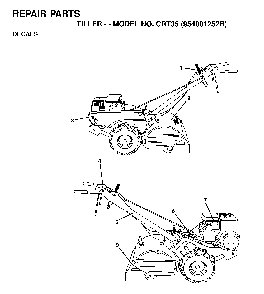 Decals Diagram and Parts List for CRT35 (954001252B)(1995-03) Husqvarna Tiller