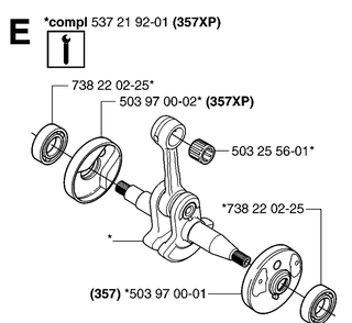 Crankshaft 2 Diagram and Parts List for 359 20060600001-20070900000 Husqvarna Chainsaw