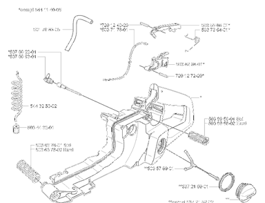 Fuel Tank/Rear Handle Diagram and Parts List for 372XPW 2007-01 Husqvarna Chainsaw