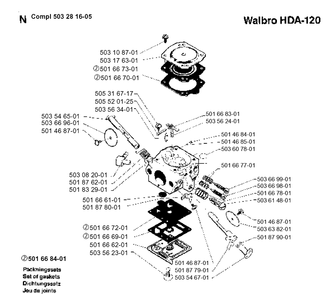 Carburetor Details Diagram and Parts List for 262XP 1993-12 Husqvarna Chainsaw