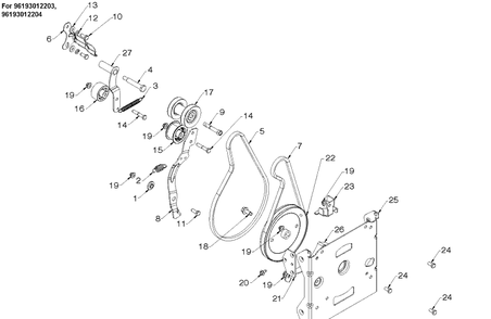 Chassis, Engine And Pulleys 4 Diagram and Parts List for ST224P  Husqvarna Snow Blower