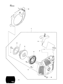 Starter 2 Diagram and Parts List for 435 20102300001-20111800000 Husqvarna Chainsaw