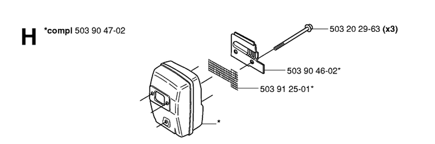 Muffler Diagram and Parts List for 235R 20060100001-20061400000 Husqvarna Brush Cutter