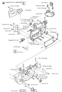 Crankcase Diagram and Parts List for 359 20050600001-20060600000 Husqvarna Chainsaw