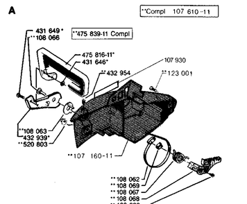 Chain Brake Diagram and Parts List for 35 19900100001-19902200000 Husqvarna Chainsaw