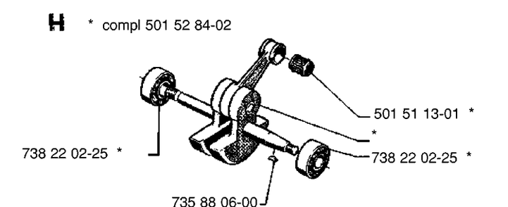 Crankshaft Diagram and Parts List for 266  Husqvarna Chainsaw