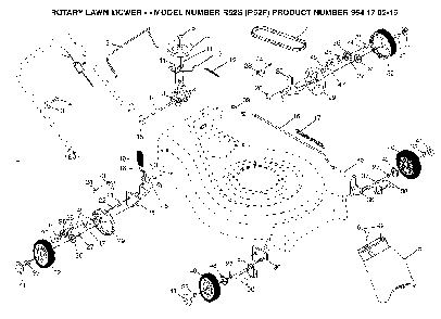 Drive Diagram and Parts List for R52S (R52 F, 954170215)(2004-10) Husqvarna Lawn Mower