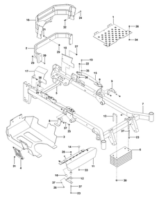 Frame Diagram and Parts List for PZ29D 2011 Husqvarna Lawn Tractor