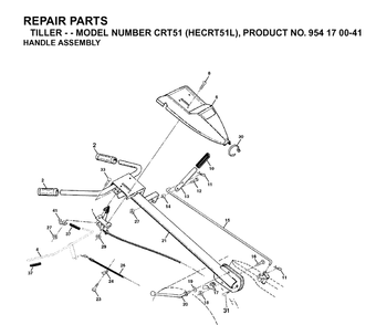Handle Diagram and Parts List for CRT51 (HECRT51L)(2003-01) Husqvarna Cultivator