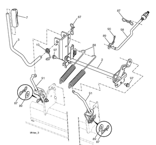Mower Lift / Deck Lift Diagram and Parts List for YTH26V54 (96048001100)(2010 - 12) Husqvarna Lawn Tractor