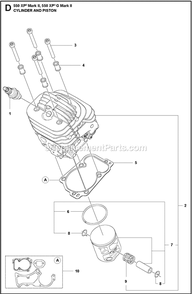 Cylinder Piston Diagram and Parts List for 550XPGMARKII  Husqvarna Chainsaw