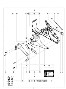 Rear Handle Diagram and Parts List for 125 (967068002)(20162300001-20174500000) Husqvarna Chainsaw