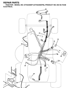 Electrical Diagram and Parts List for GTH2248XP-GTH2248XPB 2003-05 Husqvarna Lawn Tractor