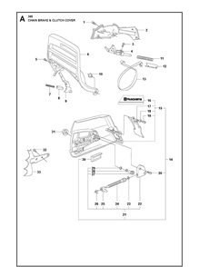 Chain Brake And Clutch Cover Diagram and Parts List for 365 20101800001-Current Husqvarna Chainsaw