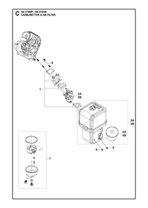 Carburetor And Air Filter Diagram and Parts List for HH270MP OB Husqvarna Engine