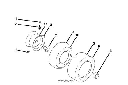 Wheels And Tires Diagram and Parts List for YTH2042 (96043012200)(2010-10) Husqvarna Lawn Tractor