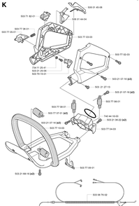 Handle And Controls Diagram and Parts List for 225H75 20022200001-Current Husqvarna Hedge Trimmer